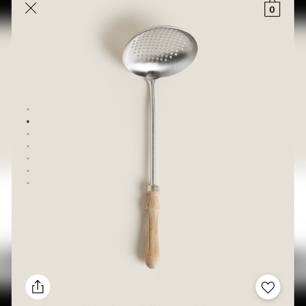 Zara Home Steel and Wood Slotted Spoon